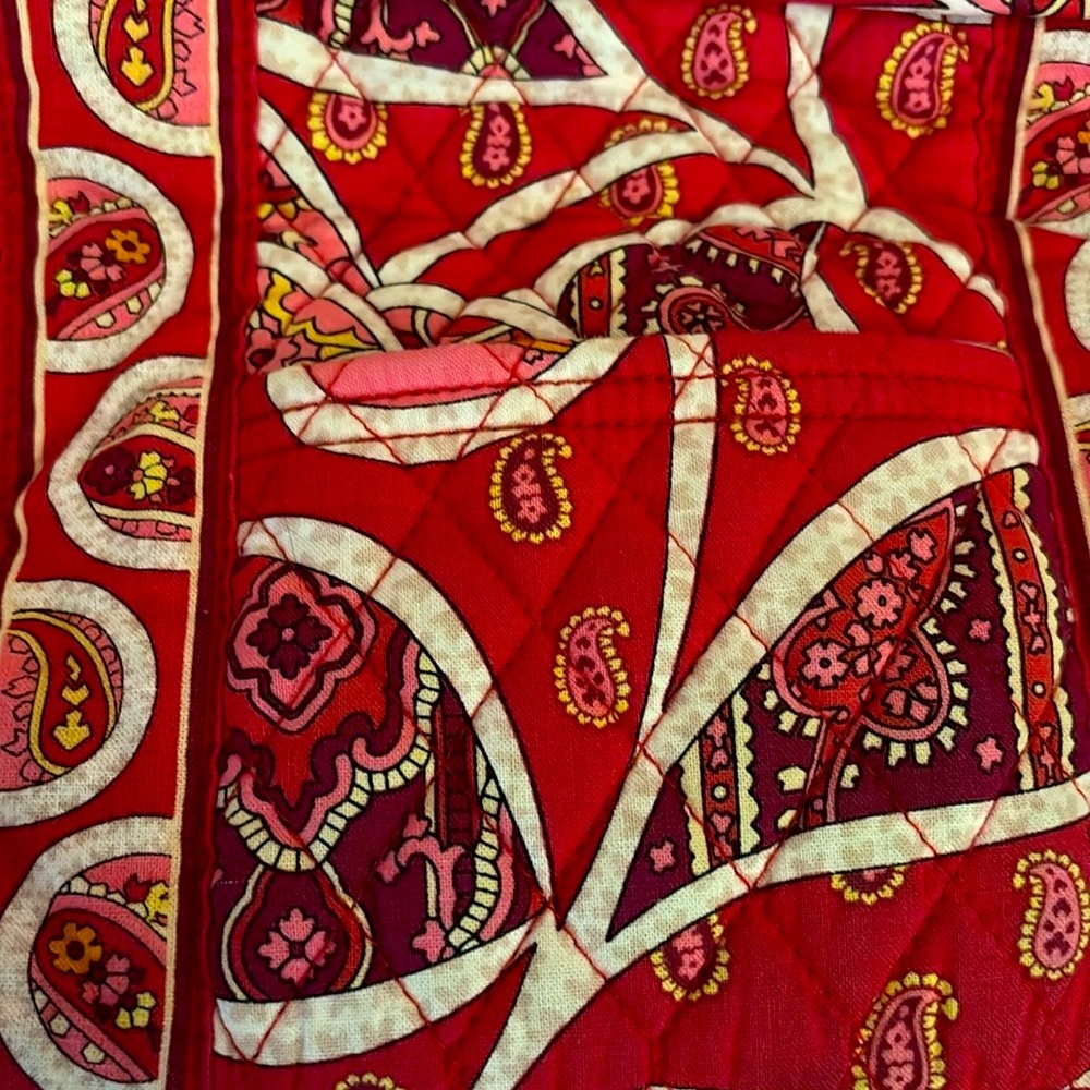 Vera Bradley Rosie Posie Red Pink Small Tote Bag / Shoulder Purse with Pockets - Picture 4 of 15